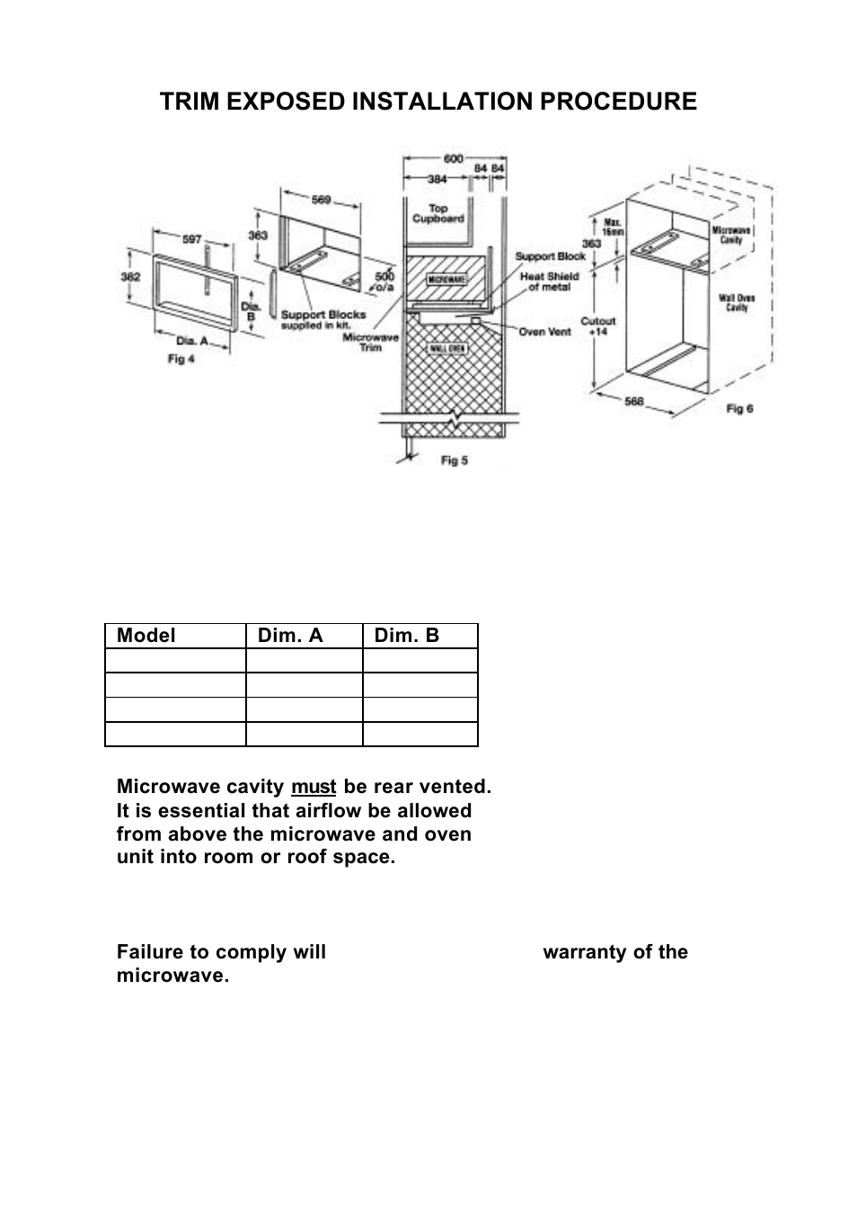 Trim exposed installation procedure | Kleenmaid MWTK1S User Manual | Page 9 / 12