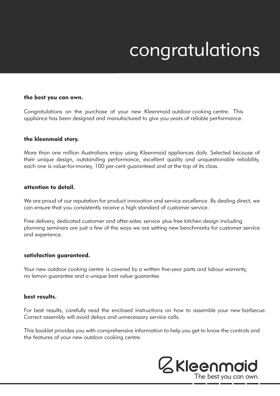Kleenmaid OCCPB User Manual | Page 2 / 30