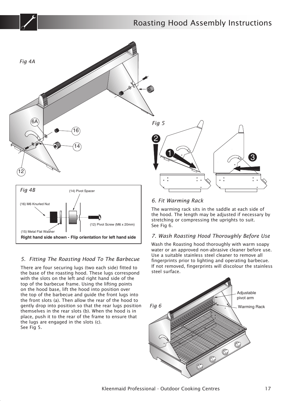 Roasting hood assembly instructions | Kleenmaid BBQ3BF User Manual | Page 17 / 40