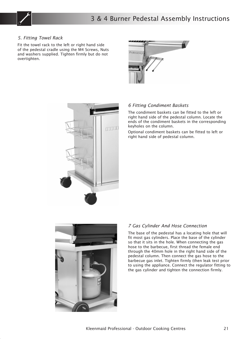 3 & 4 burner pedestal assembly instructions | Kleenmaid BBQ3BF User Manual | Page 21 / 40