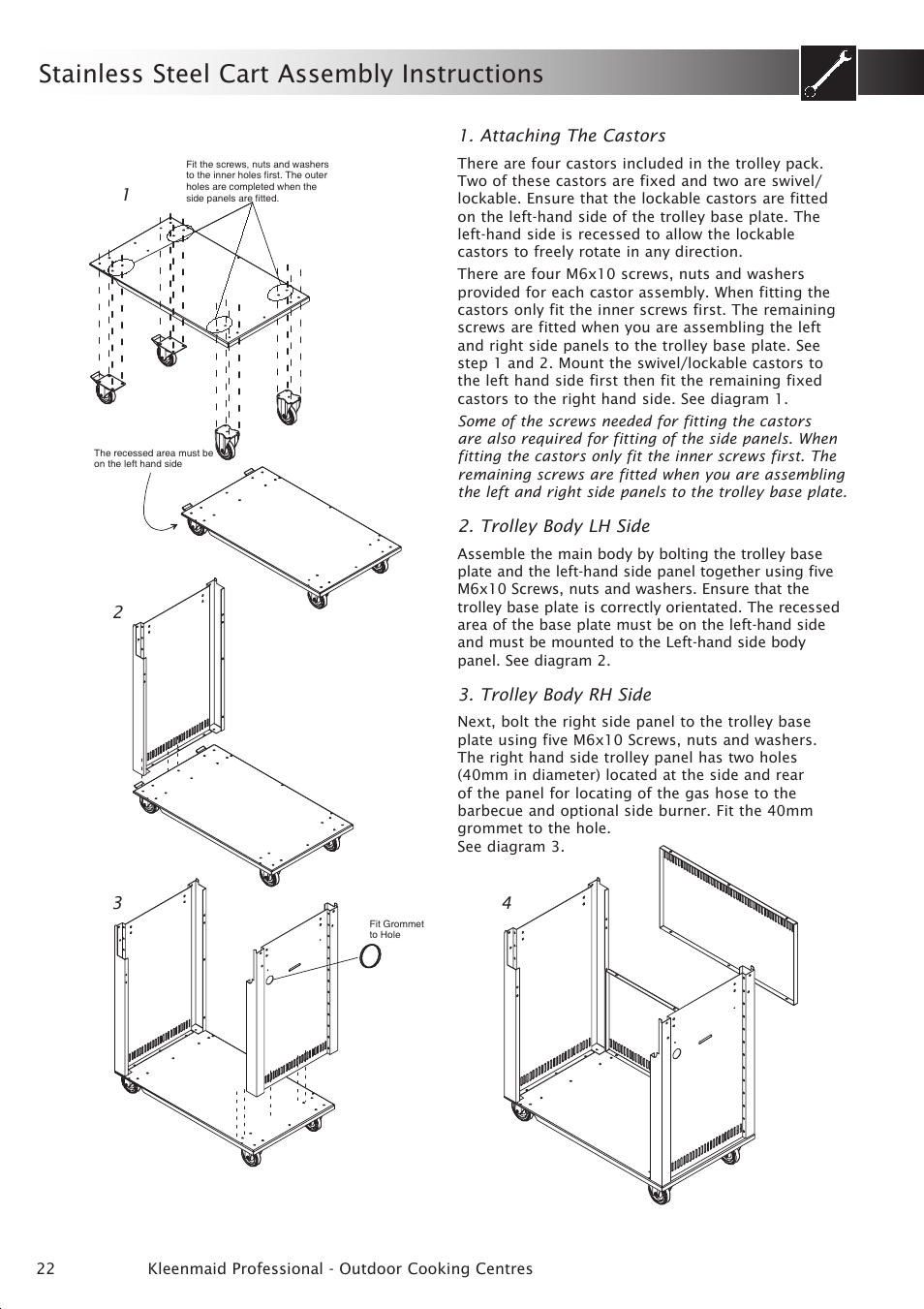 Stainless steel cart assembly instructions | Kleenmaid BBQ3BF User Manual | Page 22 / 40