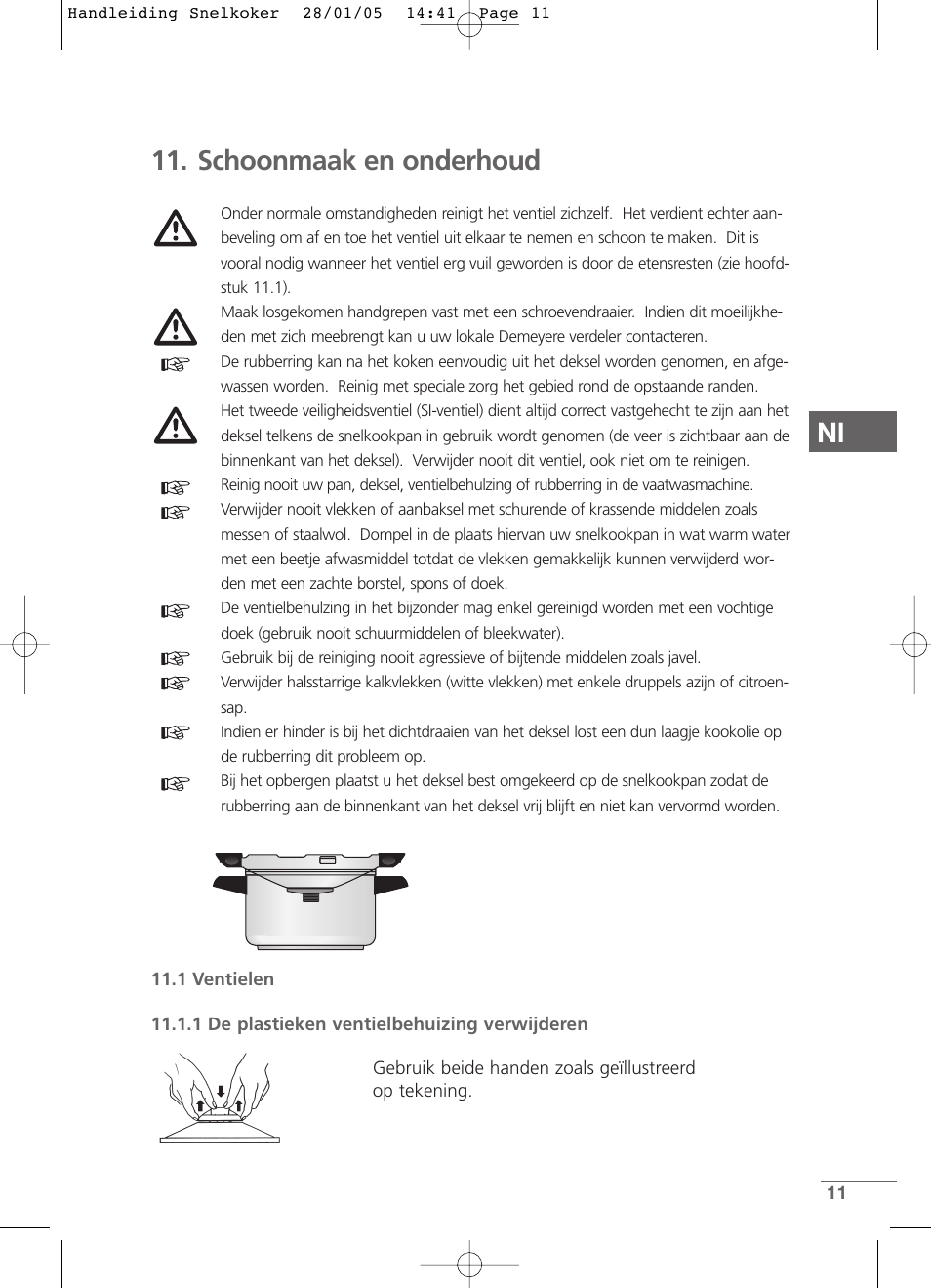 Nl 11. schoonmaak en onderhoud | Kleenmaid CW2399 User Manual | Page 11 / 84