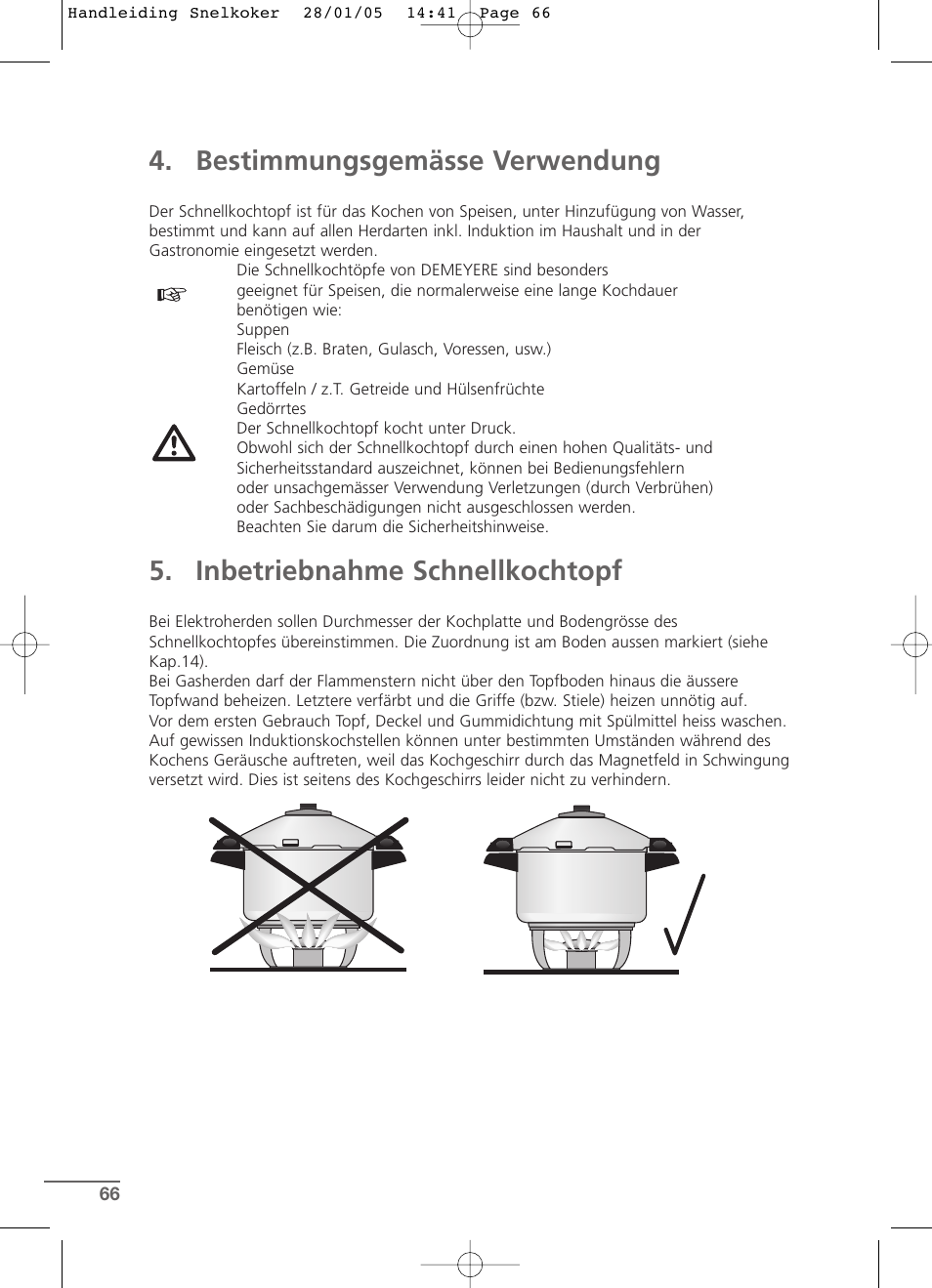 Bestimmungsgemässe verwendung, Inbetriebnahme schnellkochtopf | Kleenmaid CW2399 User Manual | Page 66 / 84