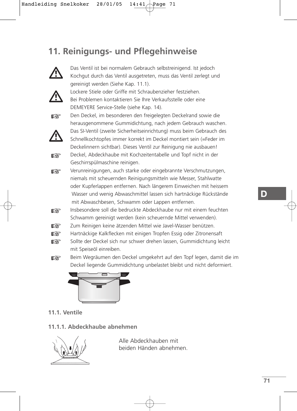 D11. reinigungs- und pflegehinweise | Kleenmaid CW2399 User Manual | Page 71 / 84