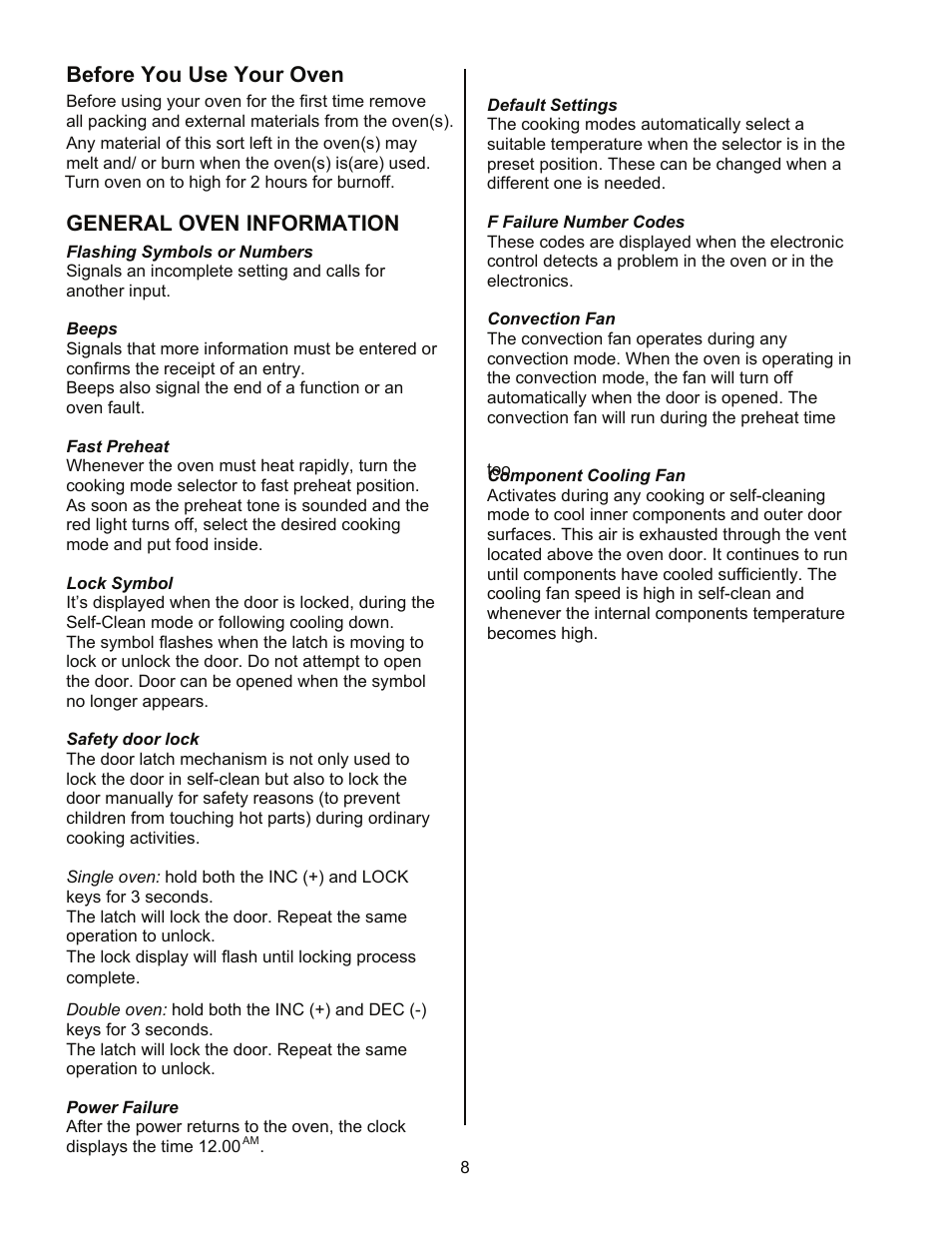 General oven information before you use your oven | Kleenmaid TO901X User Manual | Page 10 / 38