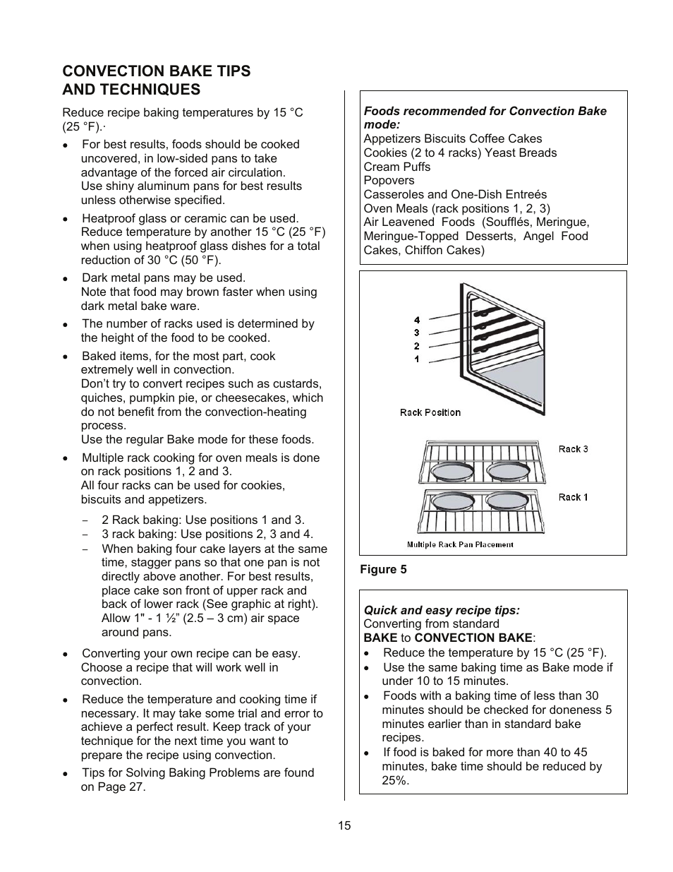 Convection bake tips and techniques | Kleenmaid TO901X User Manual | Page 17 / 38