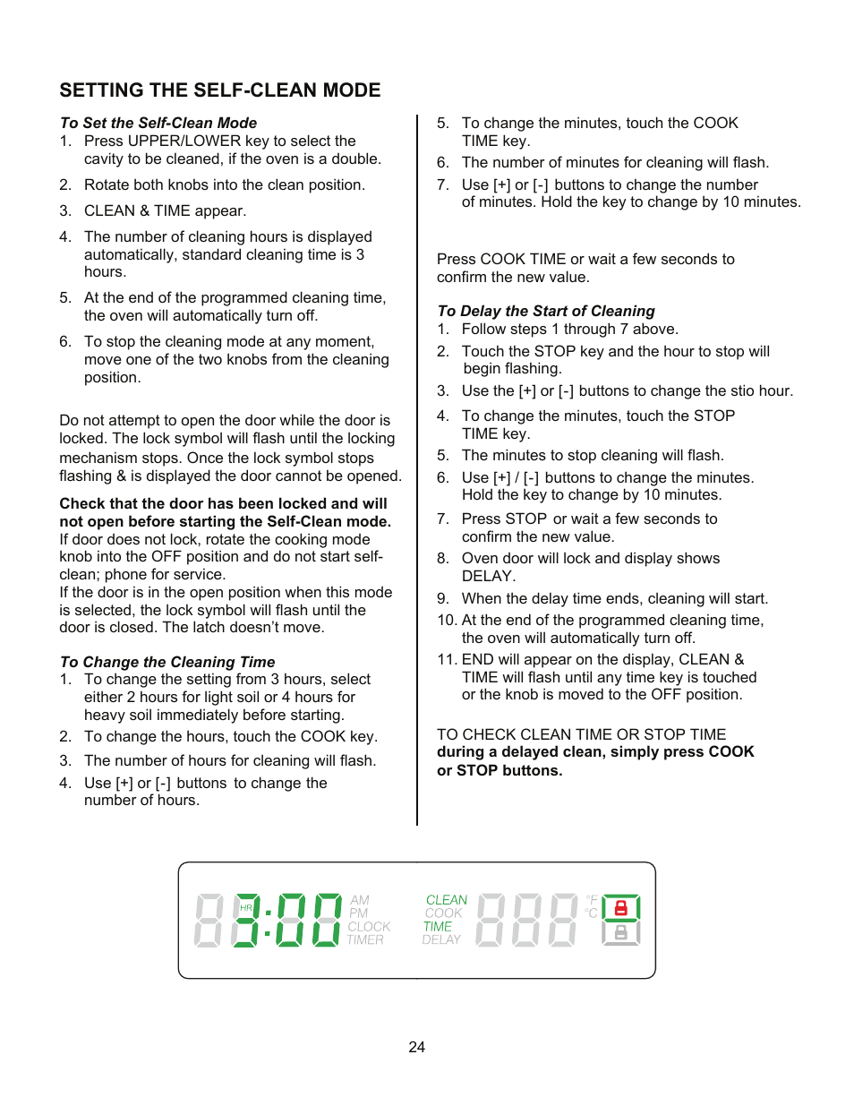 Setting the self-clean mode | Kleenmaid TO901X User Manual | Page 26 / 38