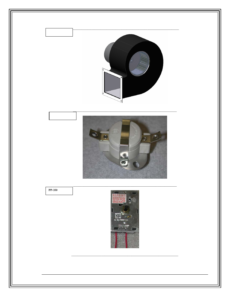 Rheostat (2 each per fireplace,) pp-350 | Country Flame FP42 User Manual | Page 47 / 61