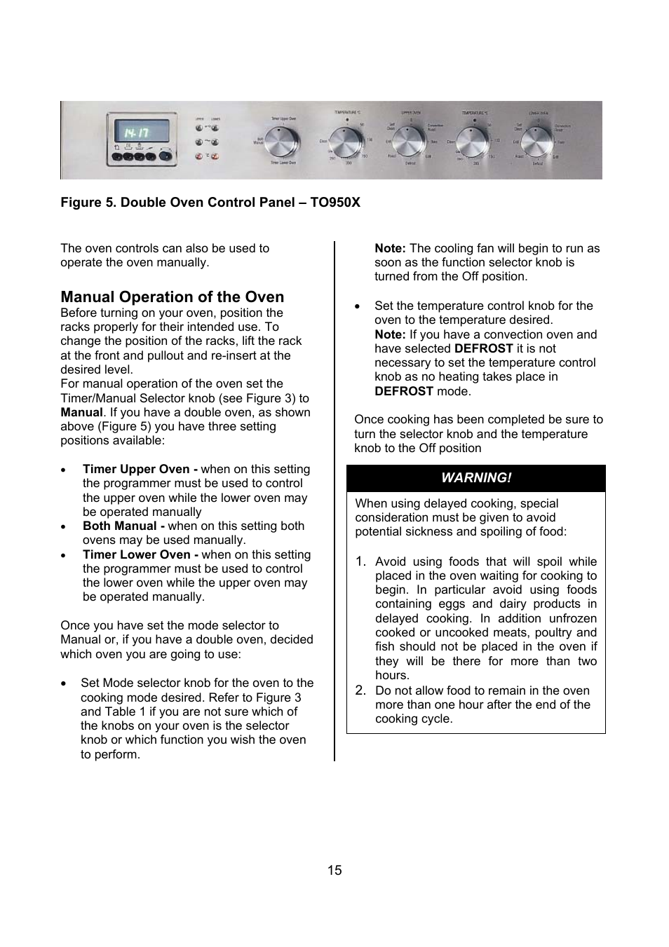 Manual operation of the oven | Kleenmaid TO900X User Manual | Page 16 / 30