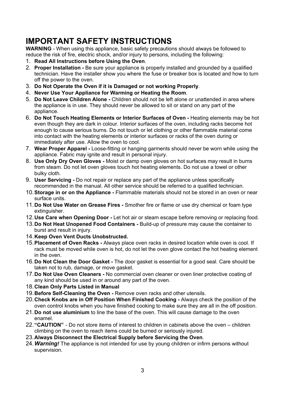 Important safety instructions | Kleenmaid TO900X User Manual | Page 4 / 30