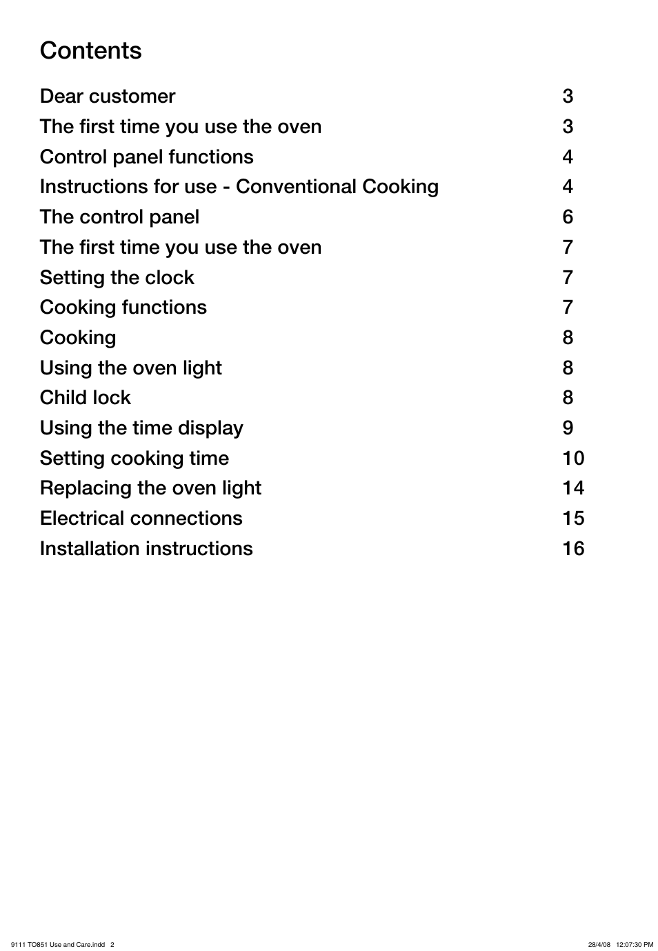 Kleenmaid TO851X User Manual | Page 2 / 17