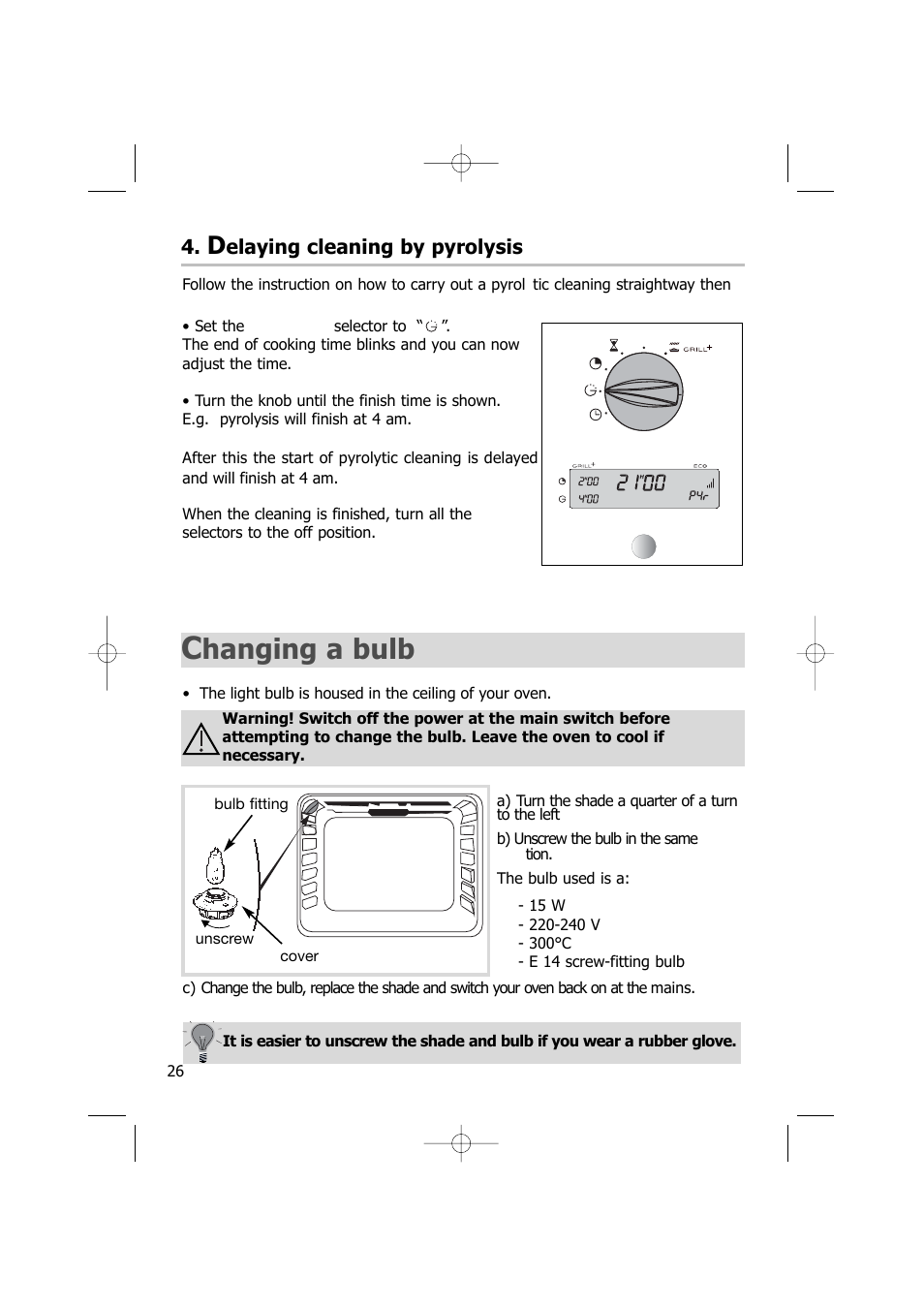 Hanging a bulb | Kleenmaid TO701 User Manual | Page 26 / 32