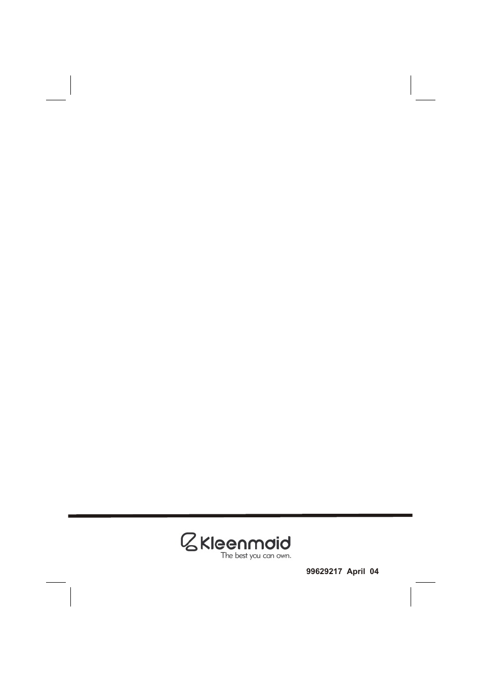 Kleenmaid TO701 User Manual | Page 32 / 32