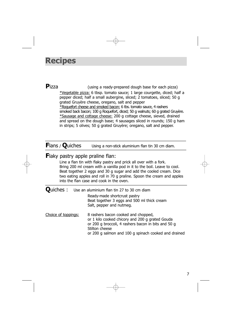 Recipes | Kleenmaid TO701X User Manual | Page 7 / 8