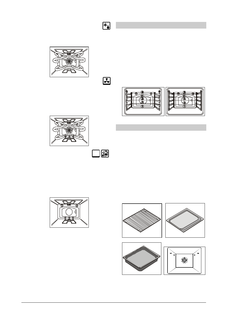 Fan defrost, Traditional with fan, Traditional/aqua clean | Oven guide levels, Oven accessories | Kleenmaid TO600X User Manual | Page 16 / 32