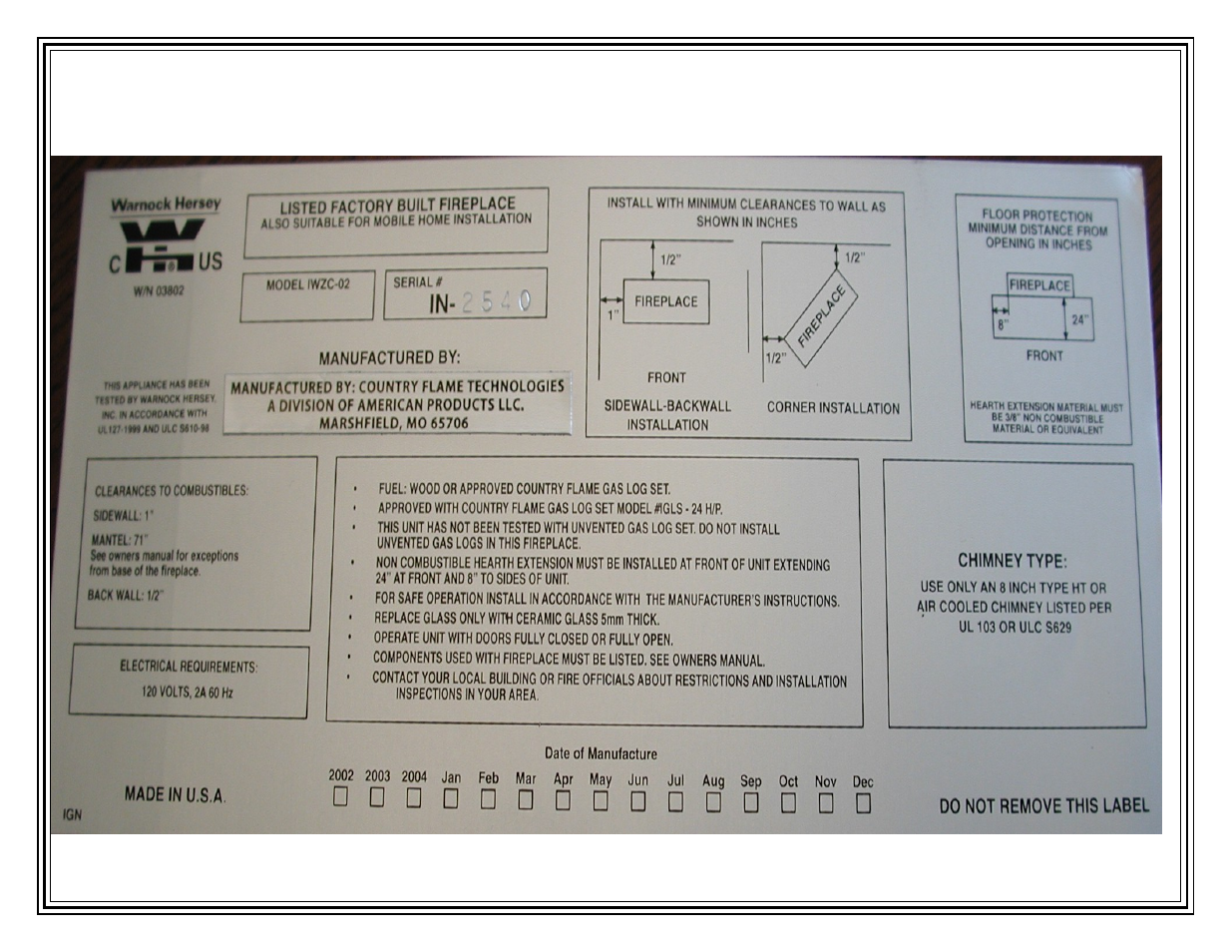 Country Flame IWZC-02 User Manual | Page 8 / 52