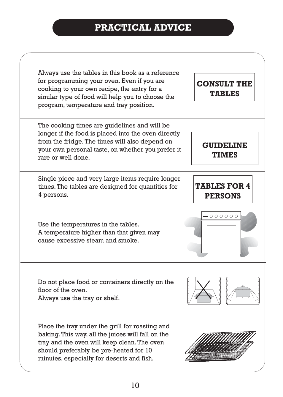 Practical advice | Kleenmaid TO80S User Manual | Page 12 / 24