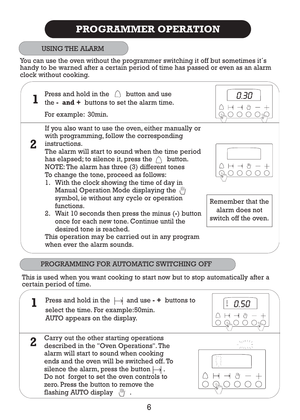 Programmer operation | Kleenmaid TO80S User Manual | Page 8 / 24