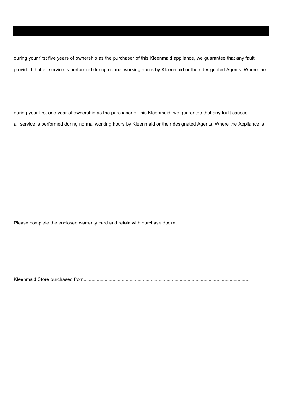 Warranty and service | Kleenmaid TO60X User Manual | Page 14 / 16