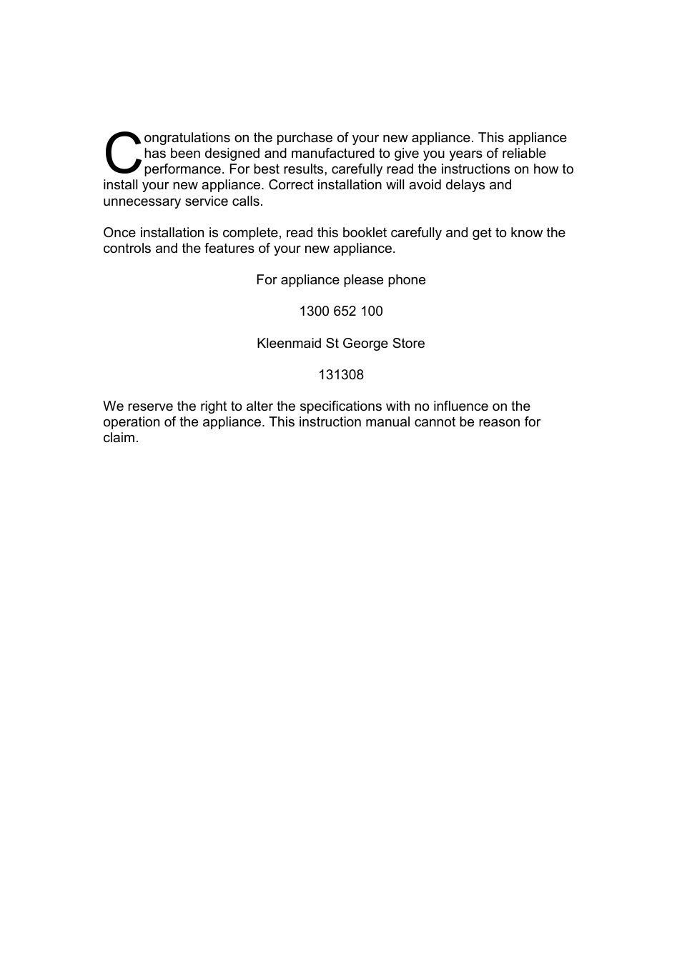 Kleenmaid TO60X User Manual | Page 15 / 16