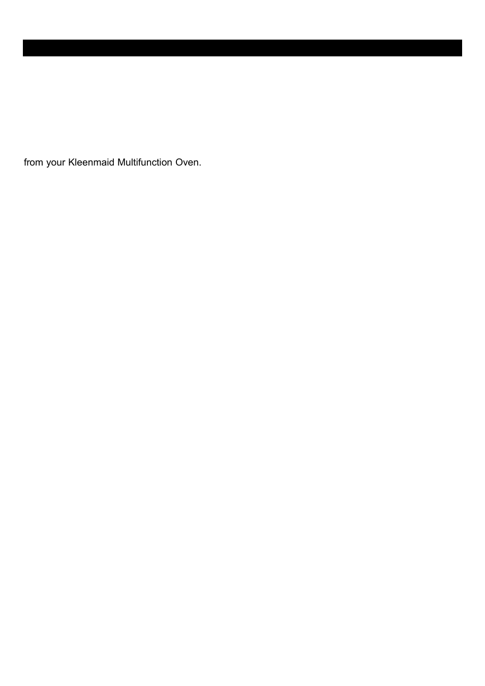 For the user | Kleenmaid TO60X User Manual | Page 2 / 16