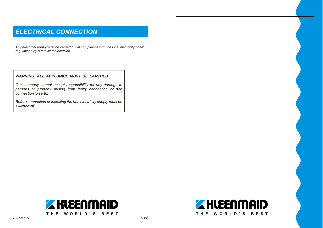 Kleenmaid TO39A User Manual | 6 pages