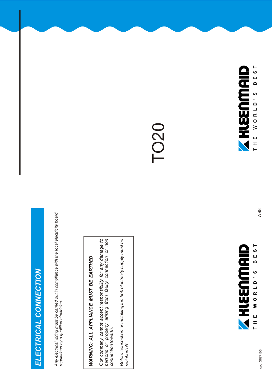 Kleenmaid TO20 User Manual | 6 pages