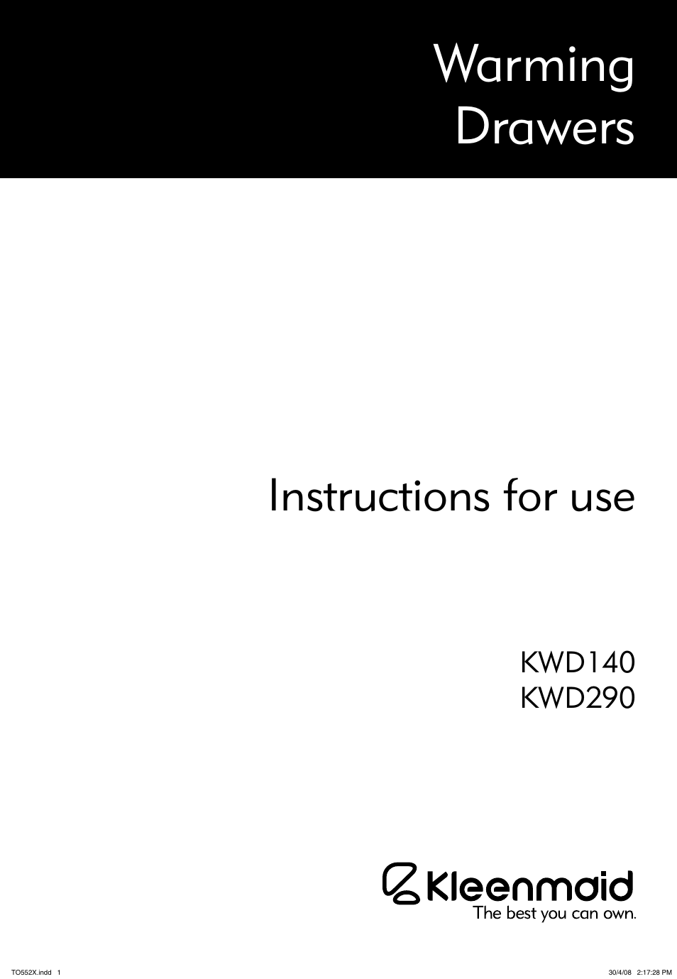 Kleenmaid KWD140 User Manual | 15 pages