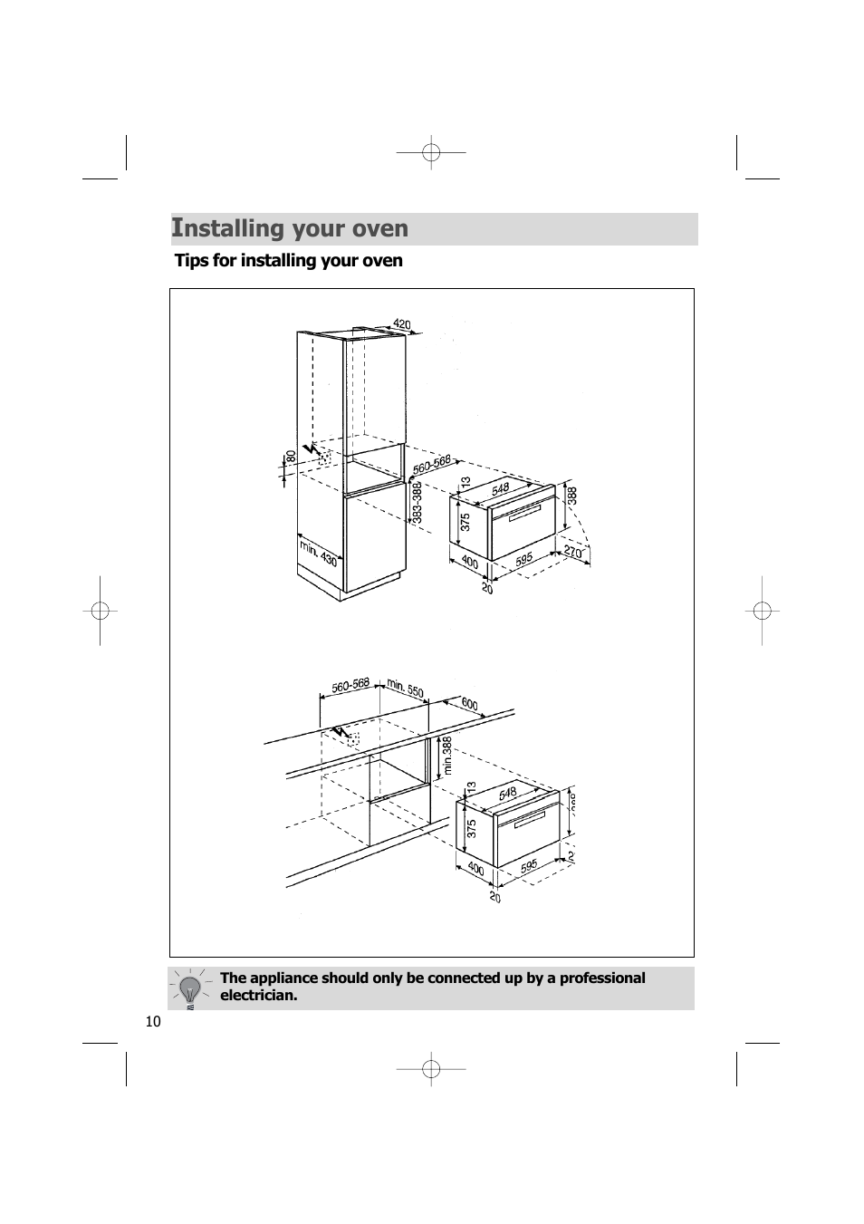 Nstalling your oven | Kleenmaid SOE100A User Manual | Page 10 / 28