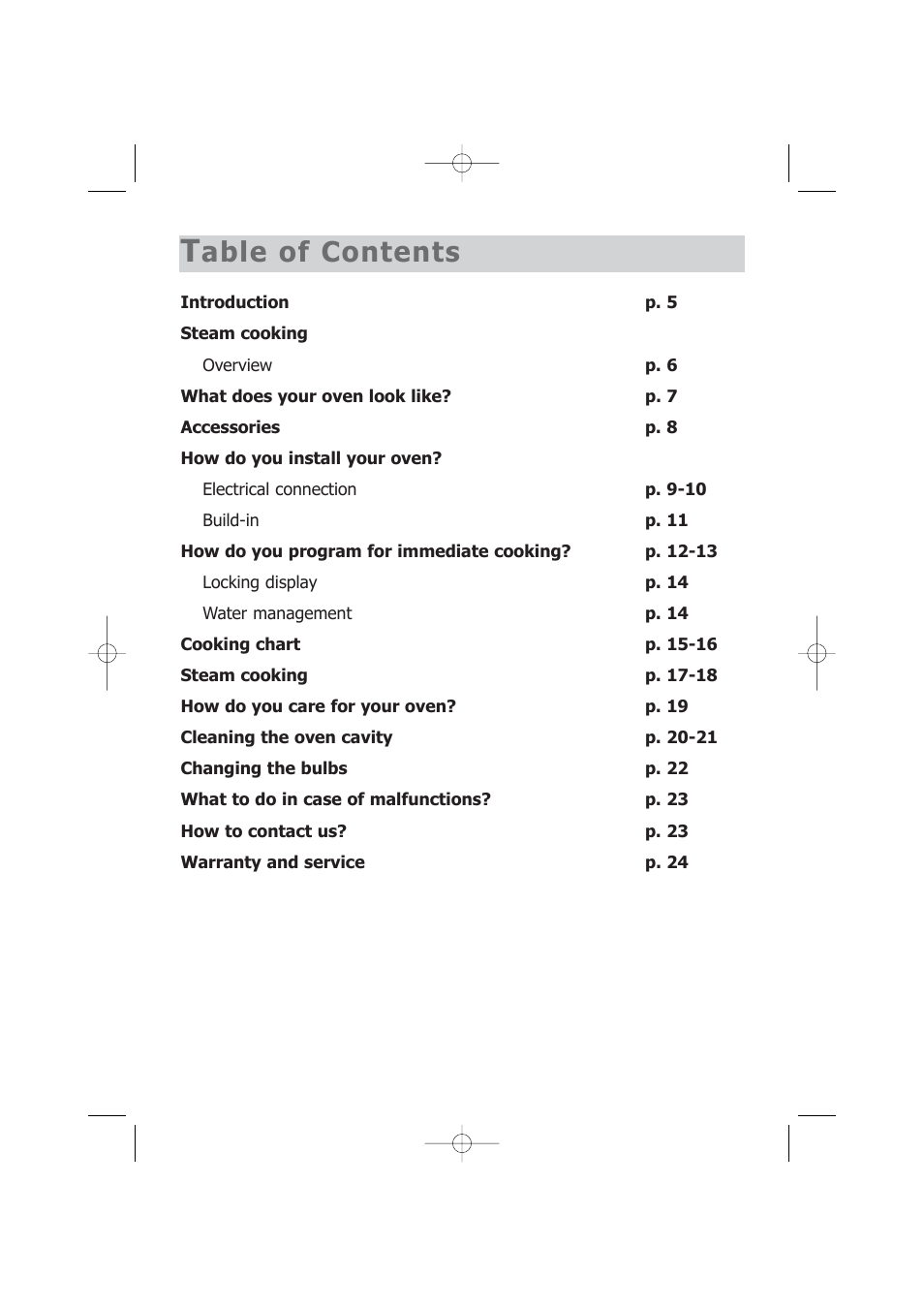 Able of contents | Kleenmaid SOE102X User Manual | Page 4 / 28