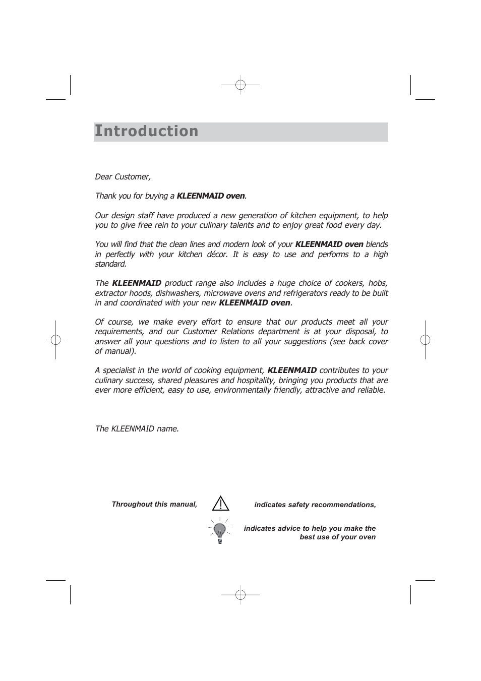 Ntroduction | Kleenmaid SOE102X User Manual | Page 5 / 28