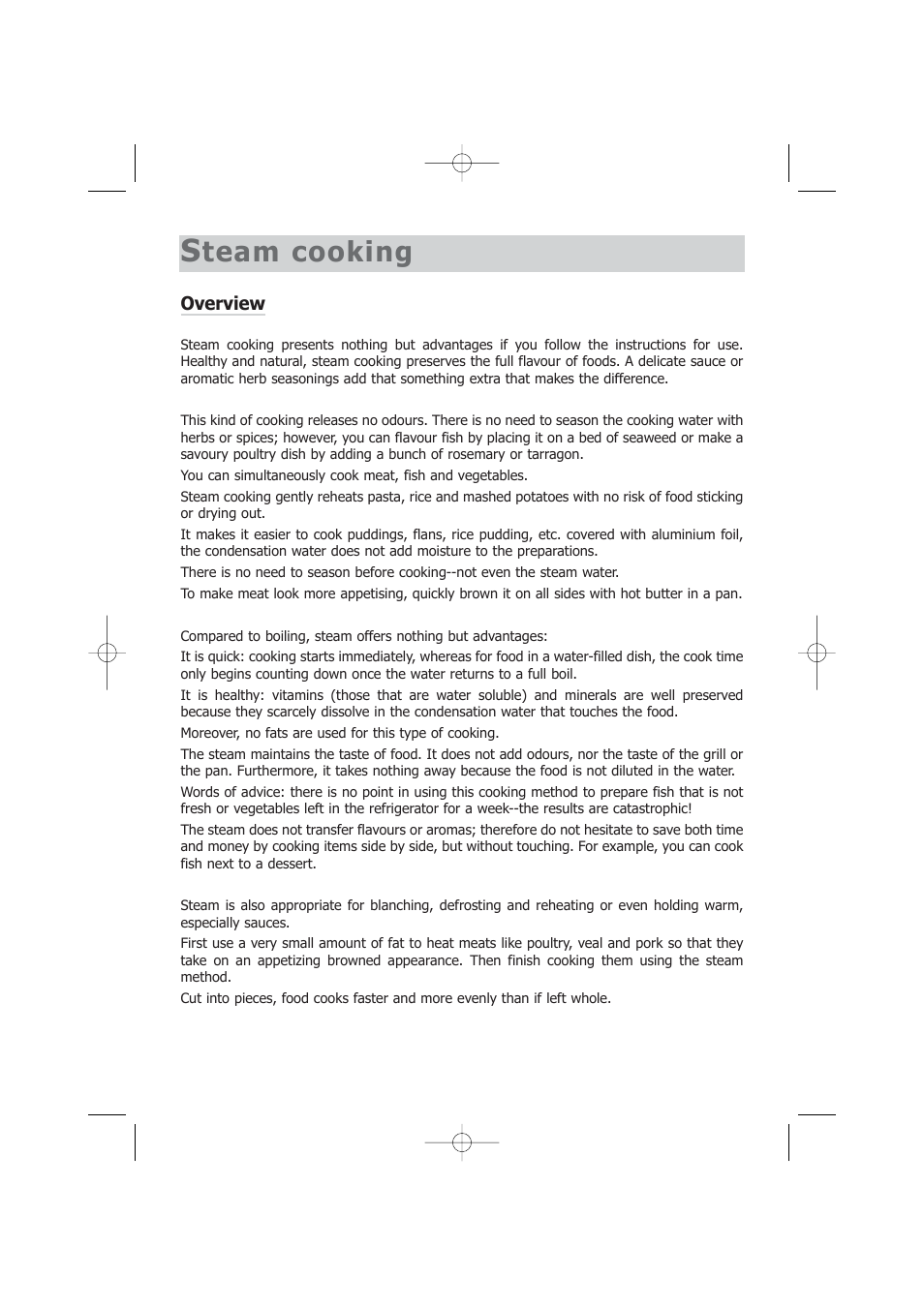 Team cooking, Overview | Kleenmaid SOE102X User Manual | Page 6 / 28