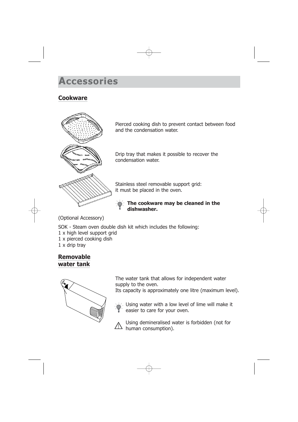 Ccessories | Kleenmaid SOE102X User Manual | Page 8 / 28