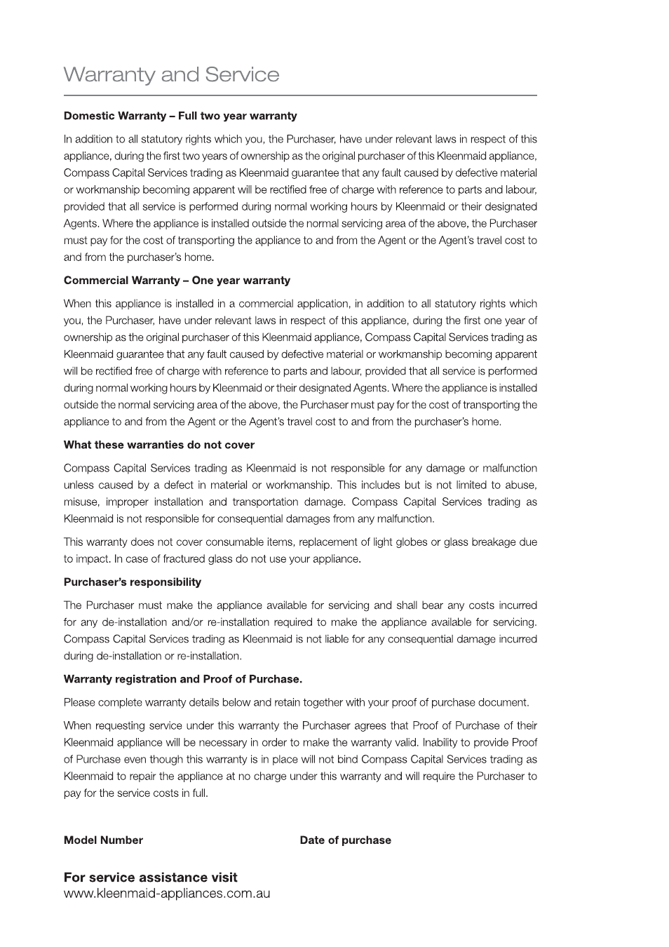 Kleenmaid OMF6010 User Manual | Page 15 / 16
