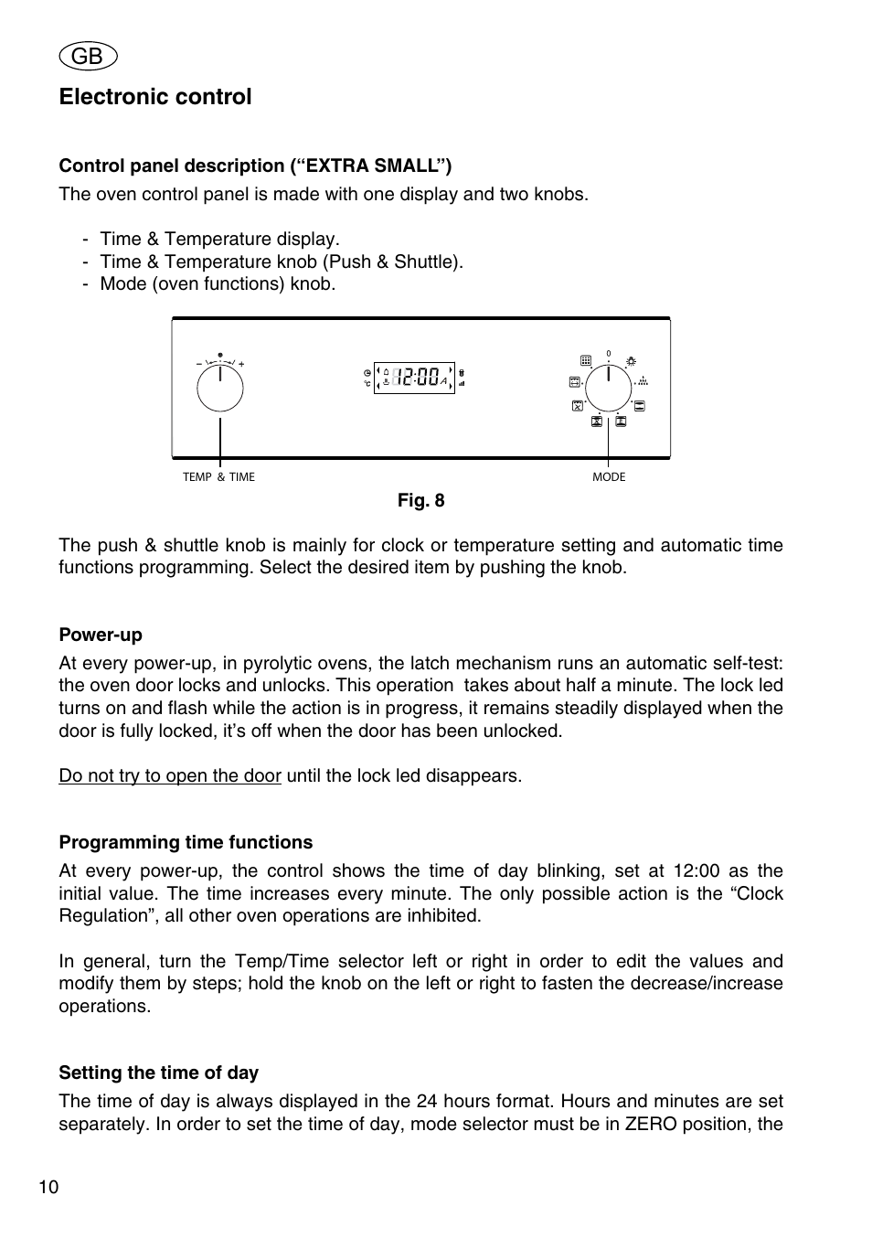 Electronic control | Kleenmaid OMFP6010 User Manual | Page 12 / 28