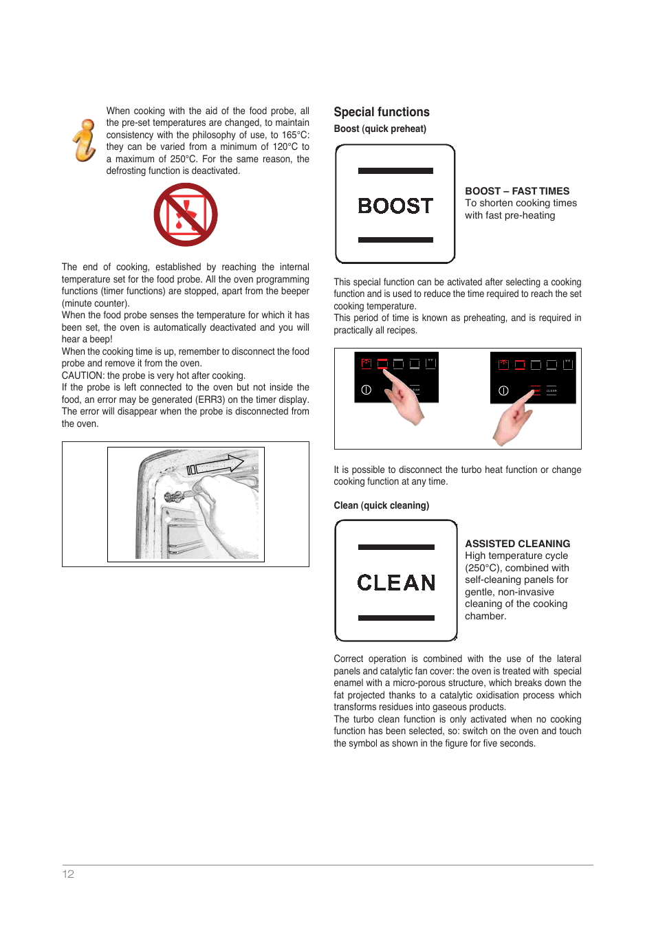 Special functions | Kleenmaid OMF6012 User Manual | Page 12 / 20