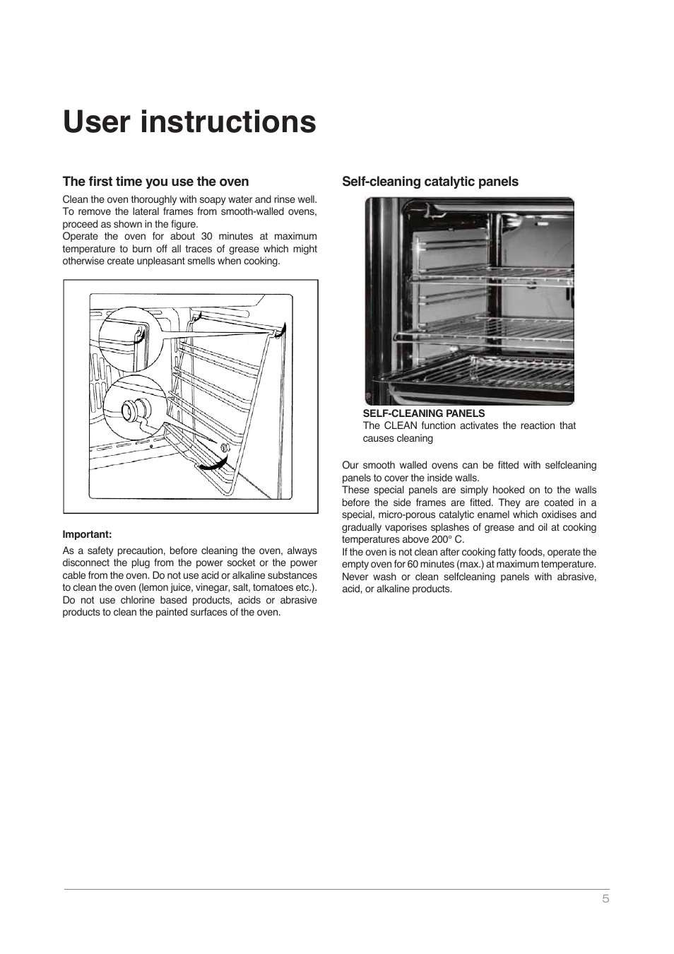 User instructions | Kleenmaid OMF6012 User Manual | Page 5 / 20