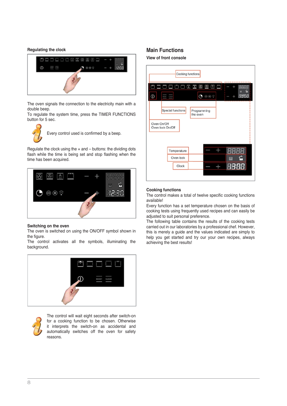 Main functions | Kleenmaid OMF6012 User Manual | Page 8 / 20