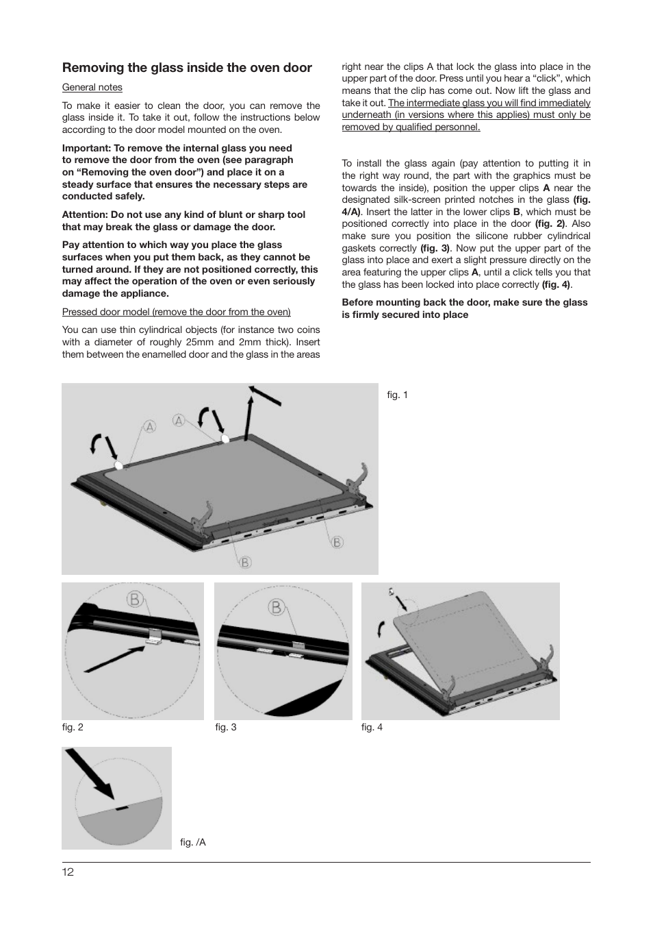 Removing the glass inside the oven door | Kleenmaid OMF6020 User Manual | Page 12 / 20