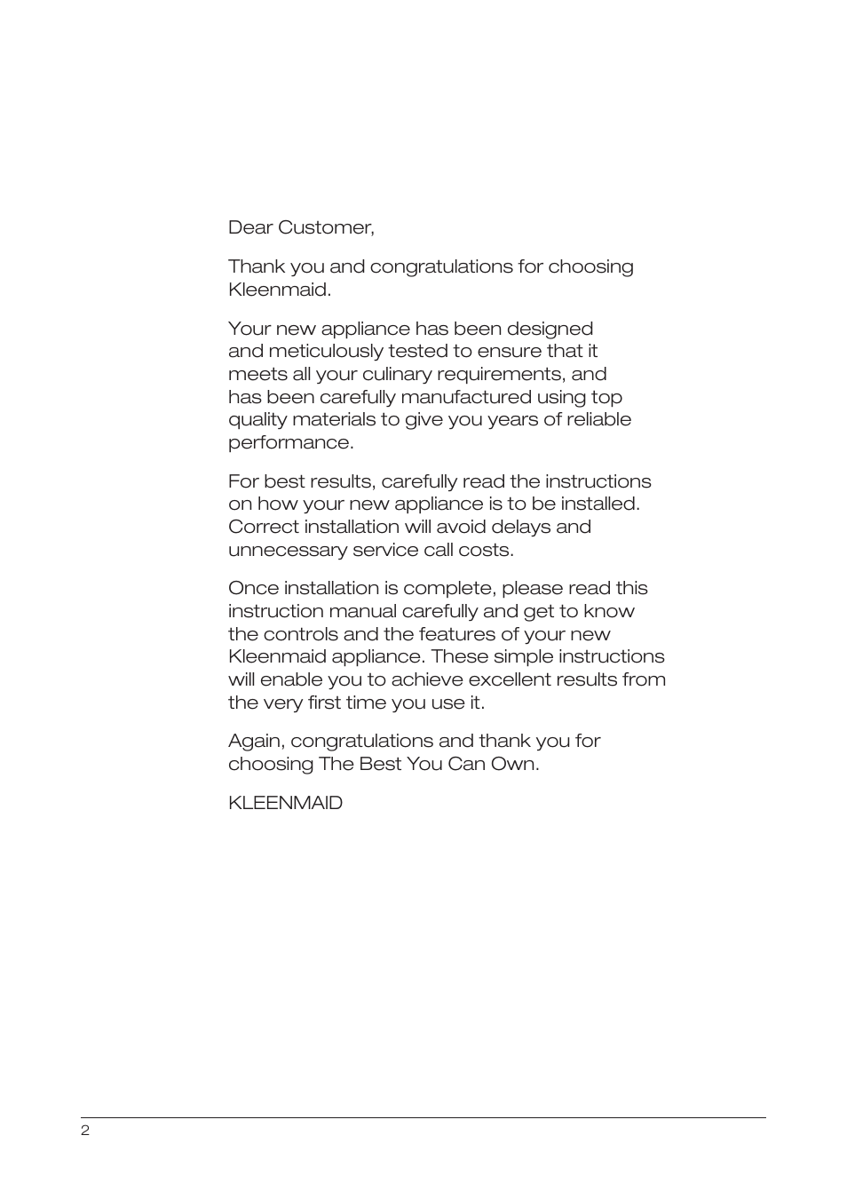 Kleenmaid OMF6020 User Manual | Page 2 / 20