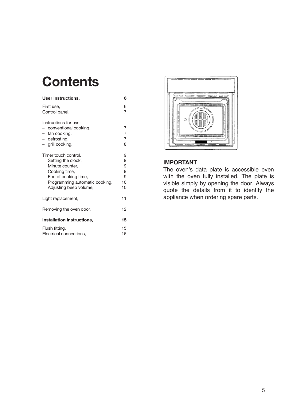 Kleenmaid OMF6020 User Manual | Page 5 / 20