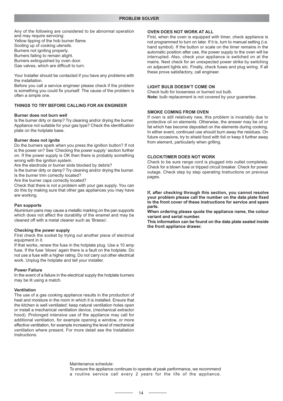 Kleenmaid OMFFS9010 User Manual | Page 14 / 16