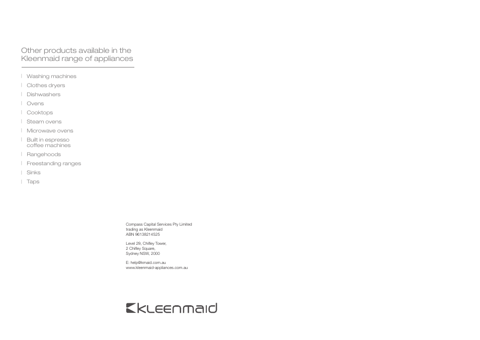 Ultima.pdf | Kleenmaid OMFFS9010 User Manual | Page 16 / 16