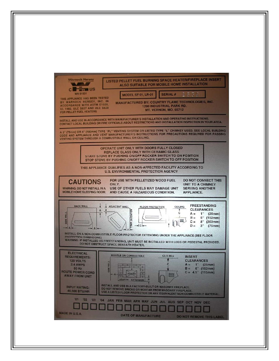 Country Flame LR-01 User Manual | Page 33 / 37