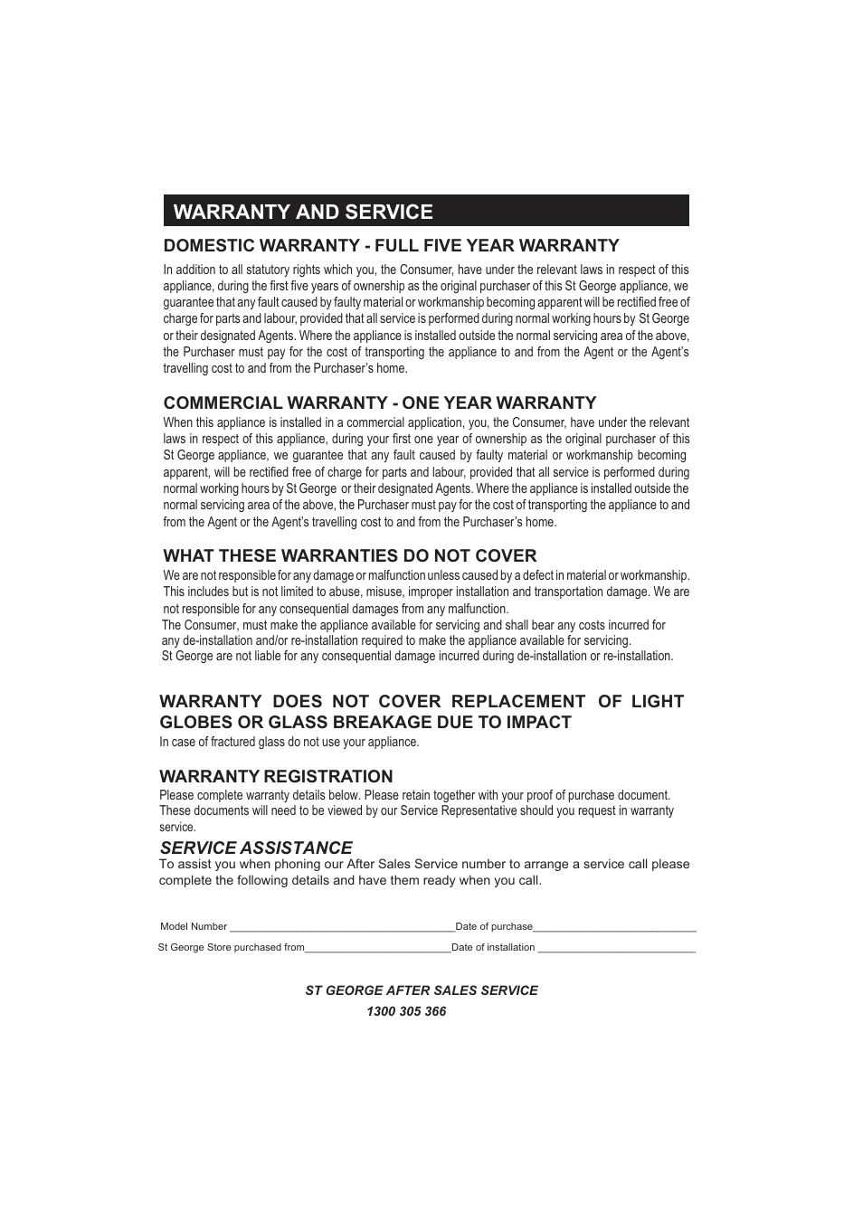 Warranty and service | Kleenmaid RHSGFOCUS User Manual | Page 10 / 11