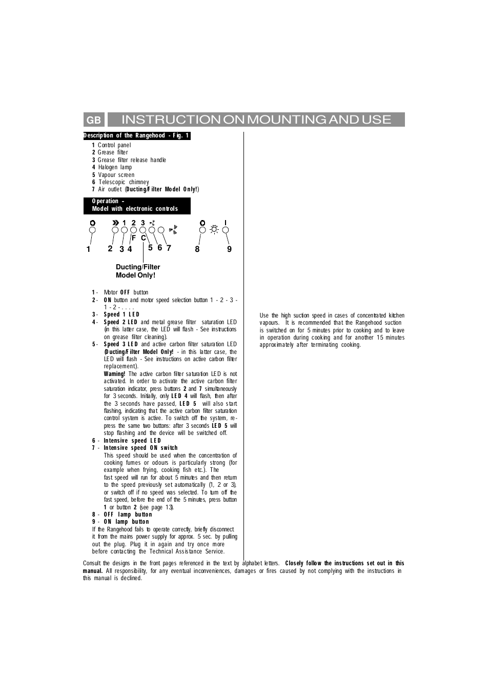 Instruction on mounting and use | Kleenmaid RHSGFOCUS User Manual | Page 8 / 11