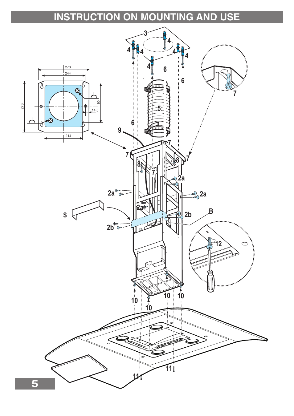 5instruction on mounting and use | Kleenmaid ANTARTICA User Manual | Page 4 / 12