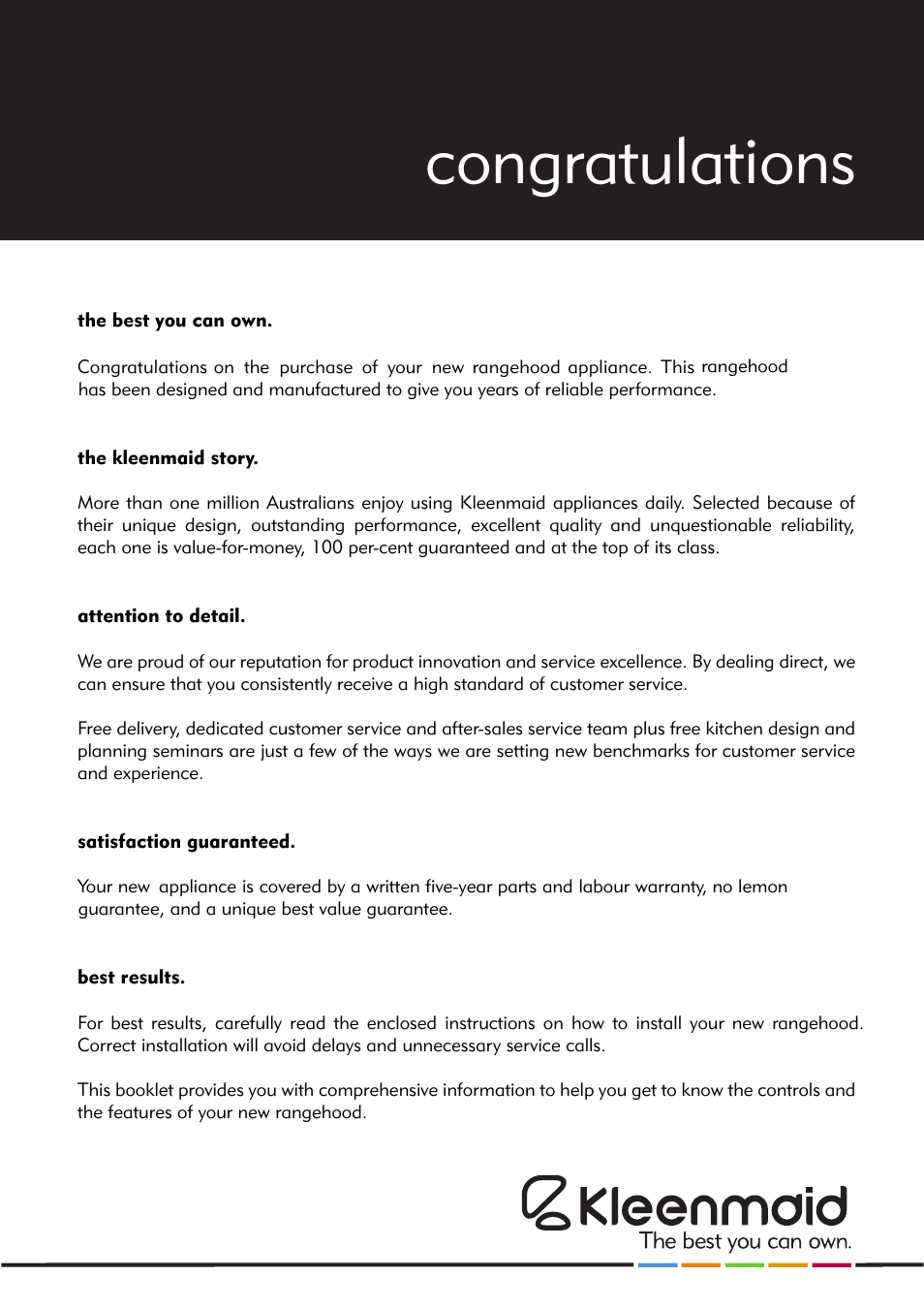 Kleenmaid ARTICA User Manual | Page 2 / 12
