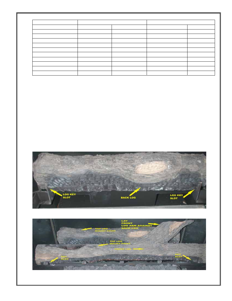 Log placement | Country Flame Bayvue DV 30 User Manual | Page 11 / 48