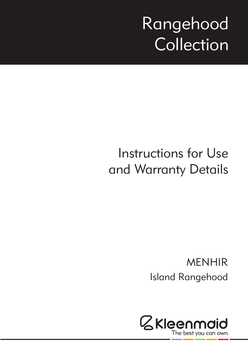 Kleenmaid MENHIR User Manual | 12 pages